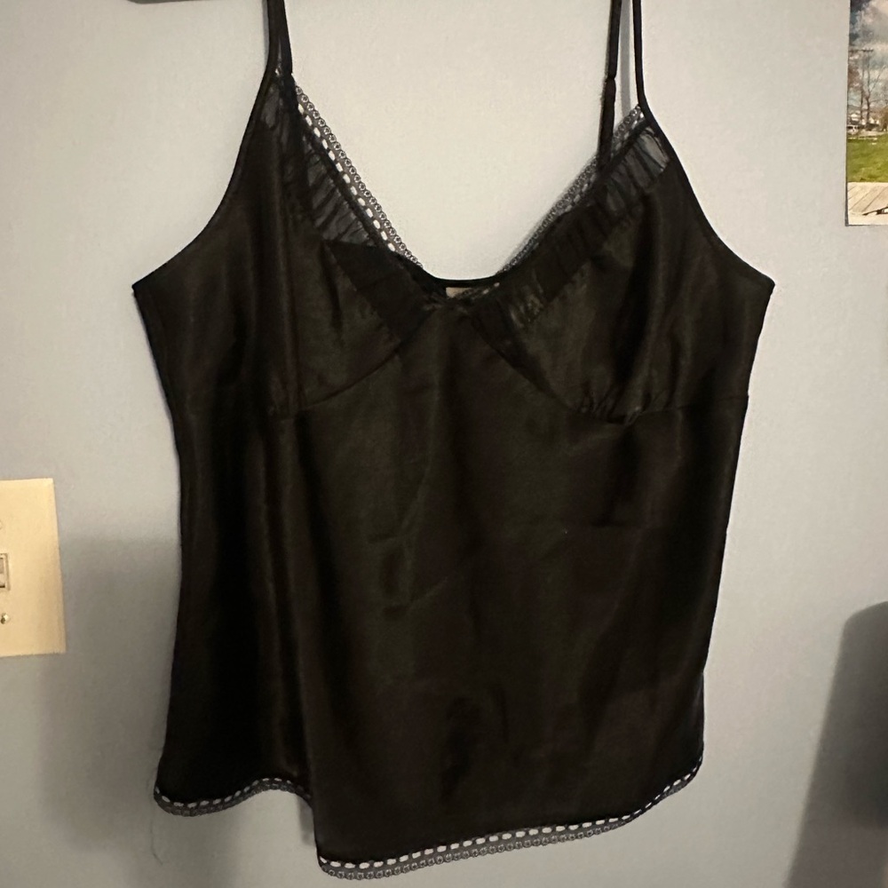 LG Black Satin Camisole with Lace Detail